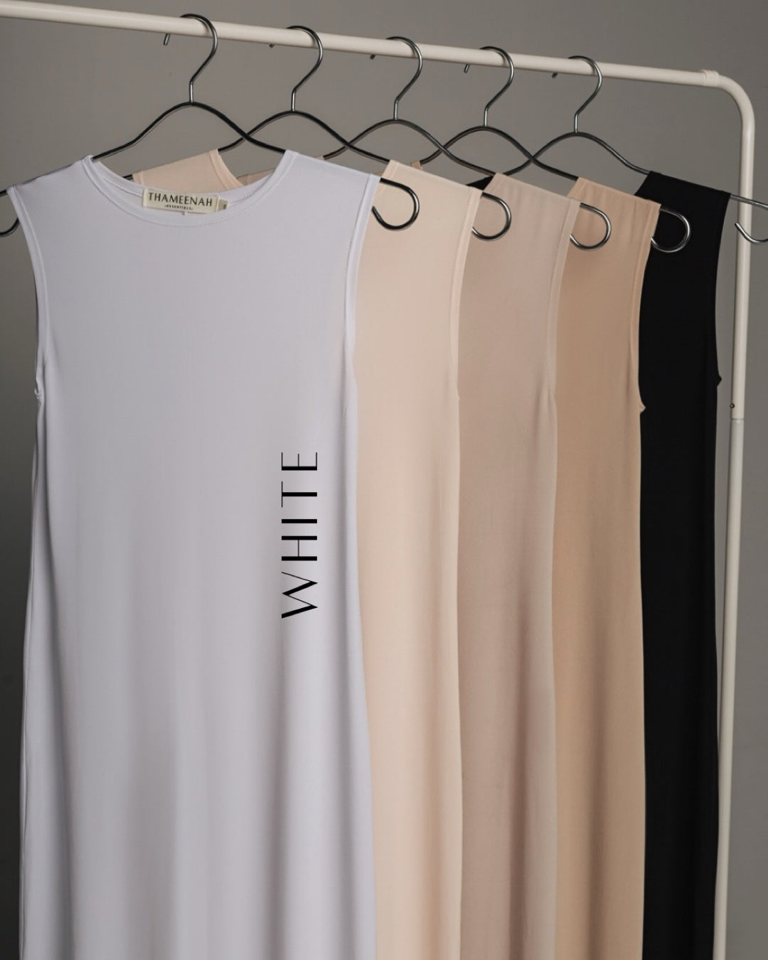 WHITE - Sleeveless Inner Slip Dress