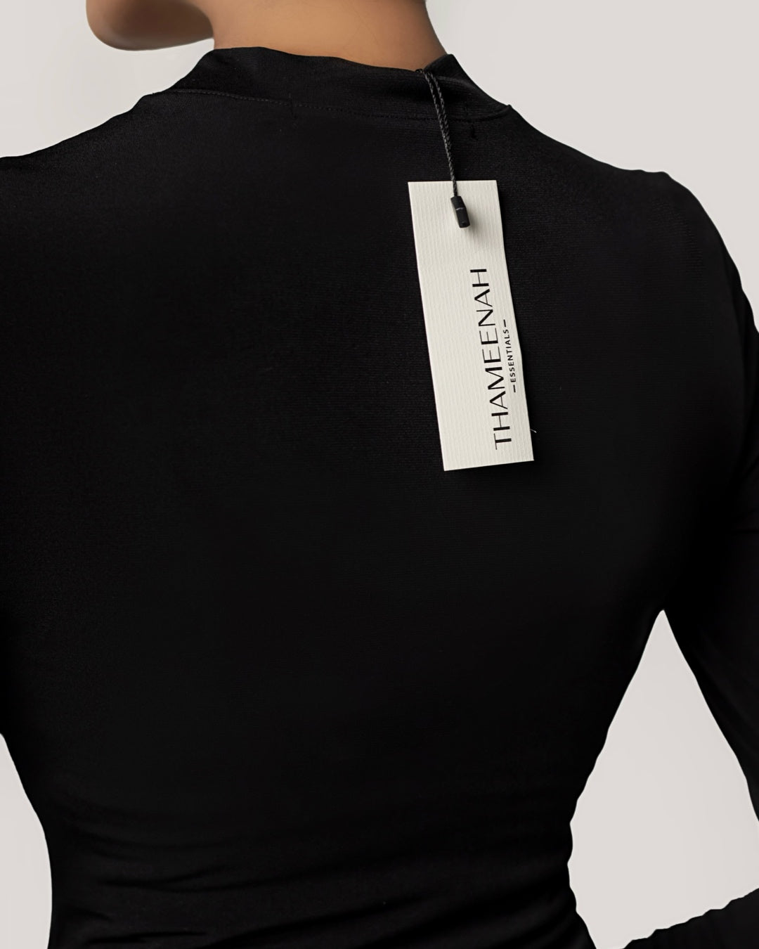 BLACK -High Neck Long Sleeve Top