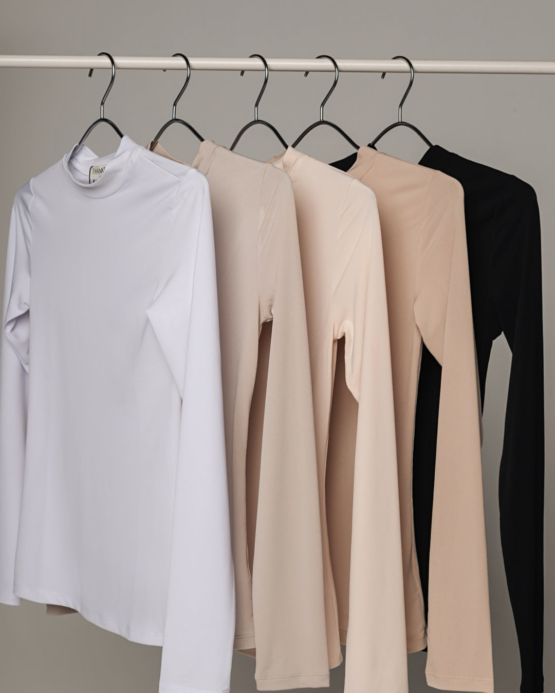 BLACK -High Neck Long Sleeve Top