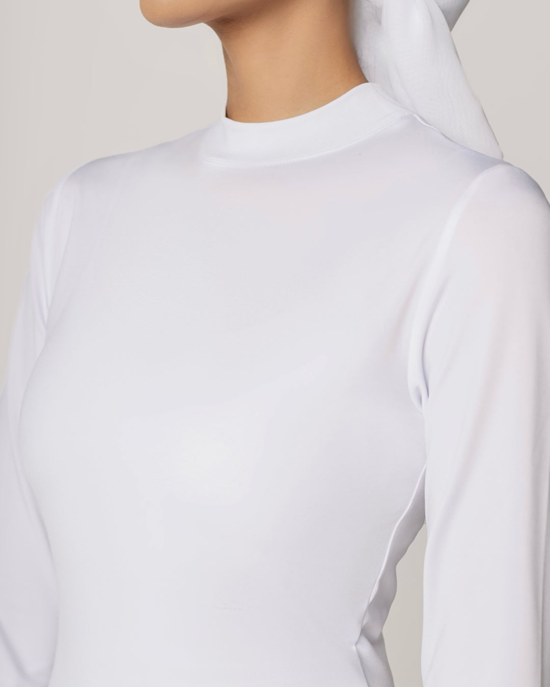 WHITE -High Neck Long Sleeve Top
